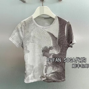 REVANUEUE芮范奴2025夏季 T恤女上衣潮R30801058 新款 圆领印花短袖