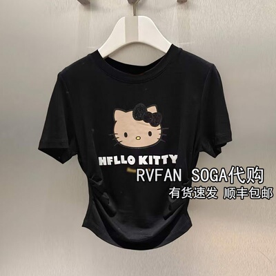 REVANYAYA芮范雅2026夏季新款小个子T恤女黑色短款上衣R31001037
