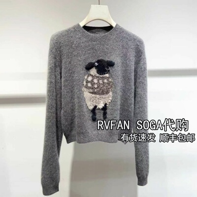 REVANYAYA芮范雅2025冬季新款小个子圆领套头针织衫女灰色毛衣