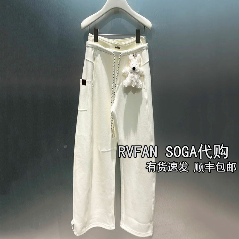 REVANYAYA芮范雅2025冬新款直筒休闲白色薄绒卫裤女长裤R91301334