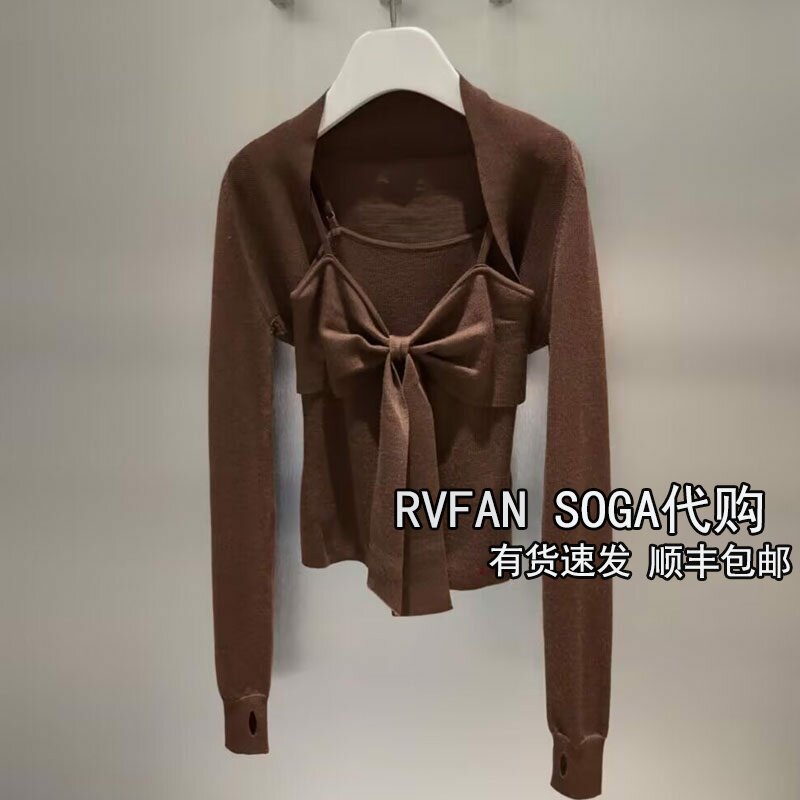 REVANYAYA芮范雅2026冬季新款露肩两件套针织开衫女上衣R90601513