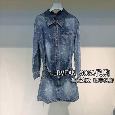 REVANYAYA芮范雅2026夏季新款牛仔连衣裙女长袖A字短裙R31102413