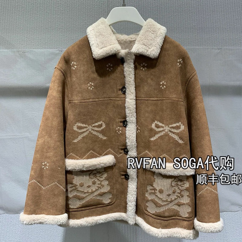 REVANYAYA芮范雅2025冬季新款皮毛一体保暖长袖外套女士夹克上衣