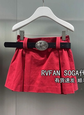 REVANYAYA芮范雅2026春季新款高腰A字半身裙女红色短裙R11501153