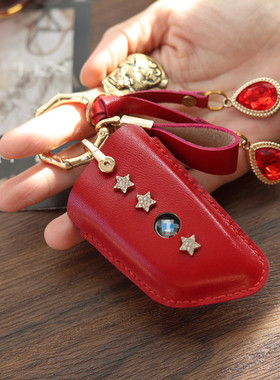 适用宝马刀锋车钥匙套真皮3系5系7系x1x2x3x4x5x6x7i3皮套女红色