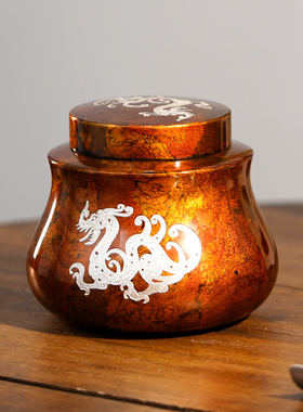 赖庆国大师作品龙盛茶仓斑锡龙锡罐大漆雕刻纯锡茶叶罐密封储茶罐