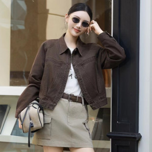 短款宽松亮色牛仔外套女2026秋季新款休闲设计感显瘦夹克流行上衣