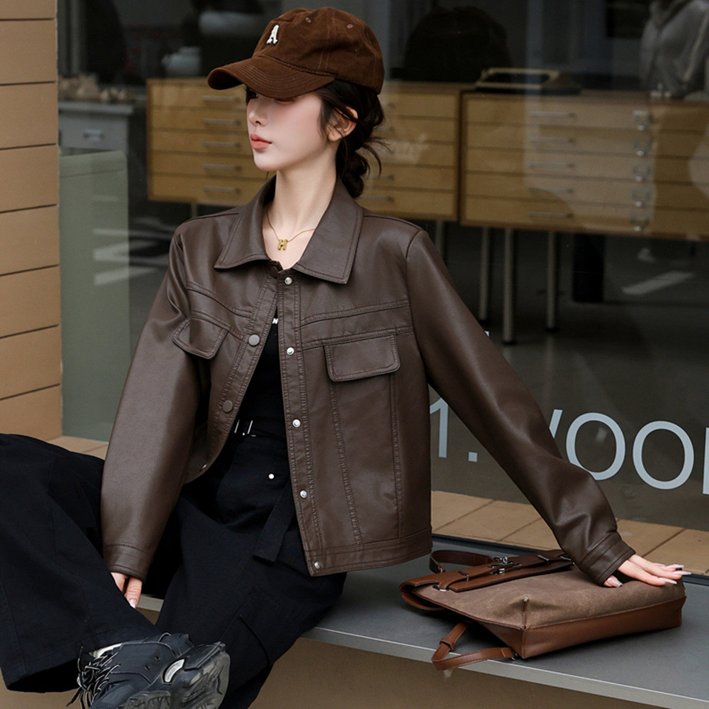 春季PU皮衣机车服外套女2026新款小个子潮酷短款夹克百搭翻领上衣