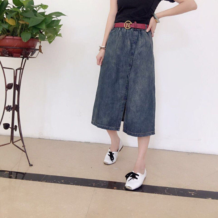 牛仔半身裙a字中長款寬松大碼女胖mm開叉學院風高腰顯瘦雨傘裙潮在類目 女裝/女士精品, 半身裙中 - 來自Buy2taobao.com提供專業的淘寶代購服務