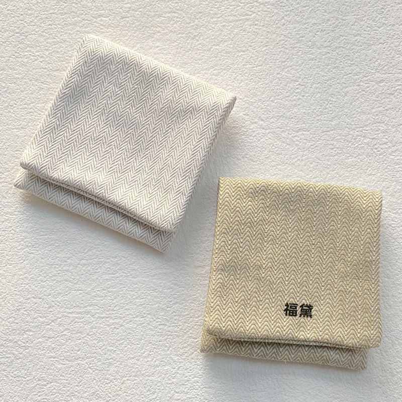 色织双色人字纹翻盖棉布袋