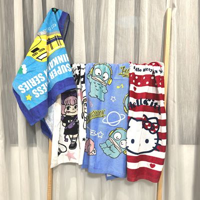 小浴巾纯棉柔软吸水擦头巾kt猫丑鱼牛奶妹汽车儿童50*100cm微瑕
