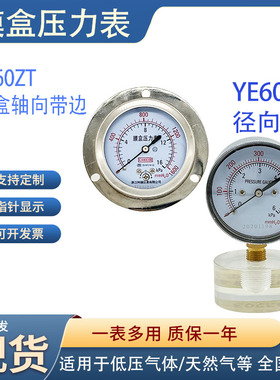 浙江柯德膜盒YE60 径向YE60ZT轴向带边压力表千帕表螺纹14*1.5