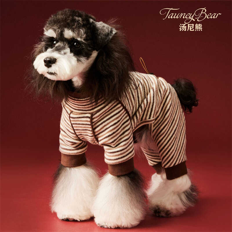 条纹四脚衣打底衫汤尼熊小狗狗