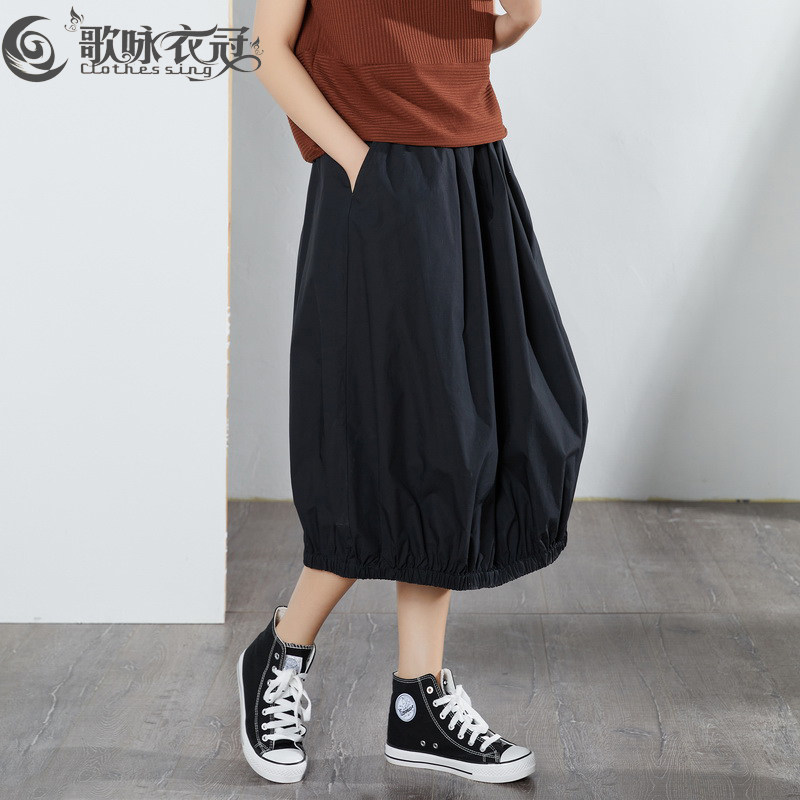 半身裙女中长款荷包裙2022春夏新款休闲文艺百搭棉大码高腰裙子