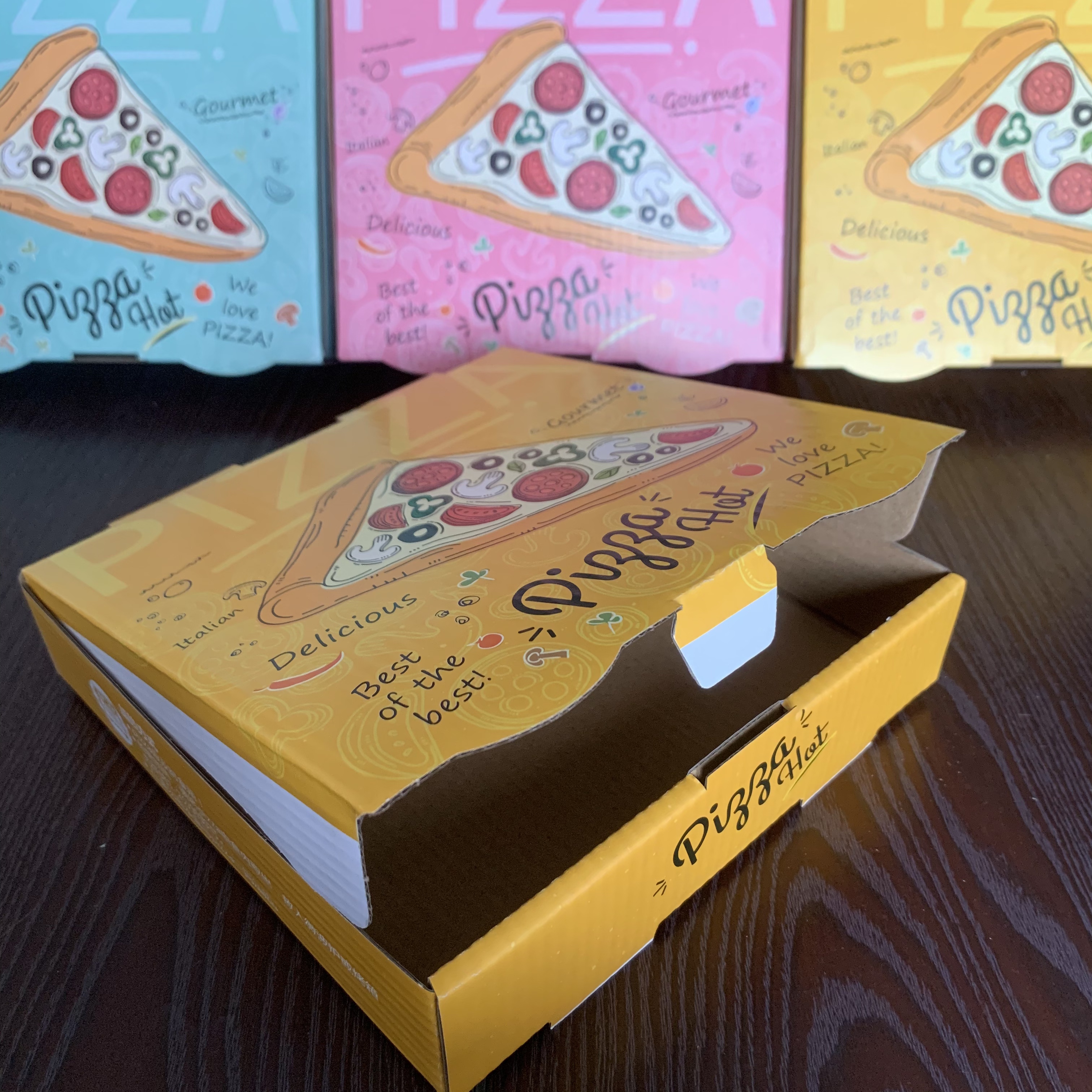 多米优品披萨盒打包盒子定做9寸7891012寸一次性外卖打包盒加厚硬