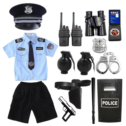 儿童小军装警官交警玩具枪套装男女童玩具小警察制服黑猫警长帽子