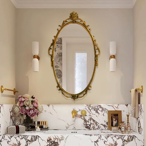 法式卫生间镜美式卫浴台面镜壁挂玄关装饰镜欧式墙面智能浴室镜子