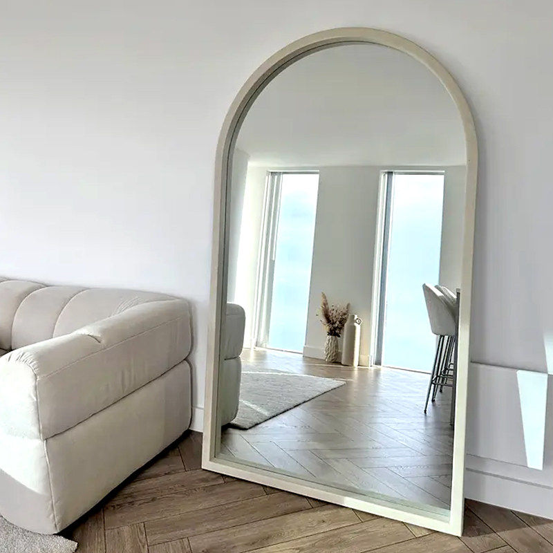 宅寂风全身镜法式奶油风拱形定制大尺寸穿衣设计师复古家用落地镜