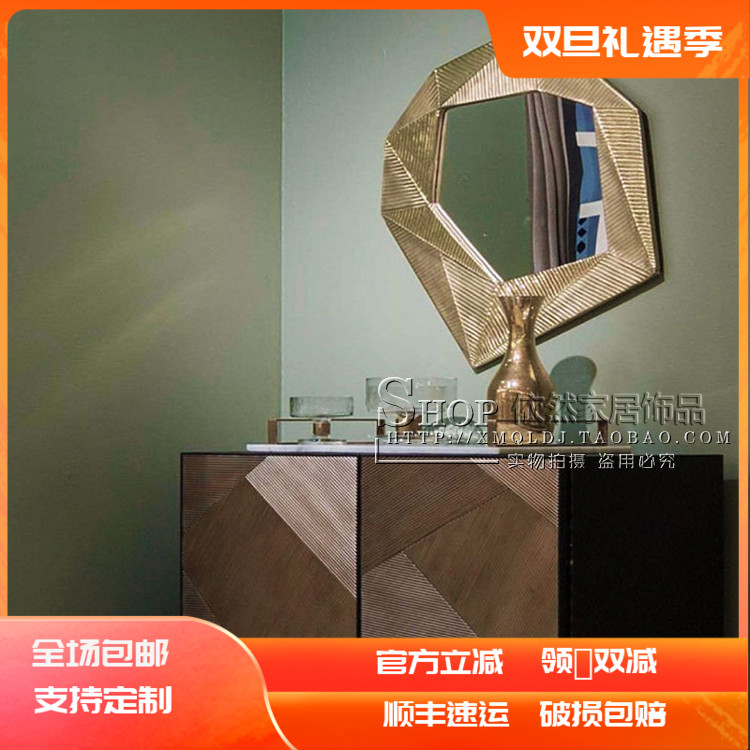 欧式创意玄关挂镜异型背景墙客厅装饰镜子别墅餐边样板间饰品定制
