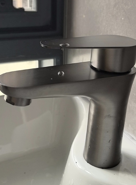 洗手台小蛮腰洗脸盆家用冷热304不锈钢单孔台下盆水龙头面盆黑色