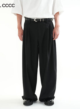 CTRL CCCC阔腿西裤褶皱羊毛cleanfit品质男装时尚长裤日常国潮