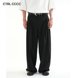 CTRL CCCC阔腿西裤褶皱羊毛cleanfit品质男装时尚长裤日常国潮