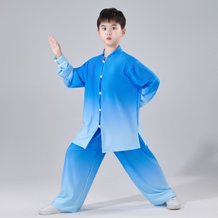 儿童武术练功服牛奶丝长袖中小学生太极拳功夫扇八段锦表演出服装