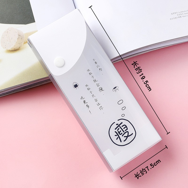 T卡通半透明文具盒清新创意学生PP抽拉按扣铅笔盒幼儿园礼物AA20