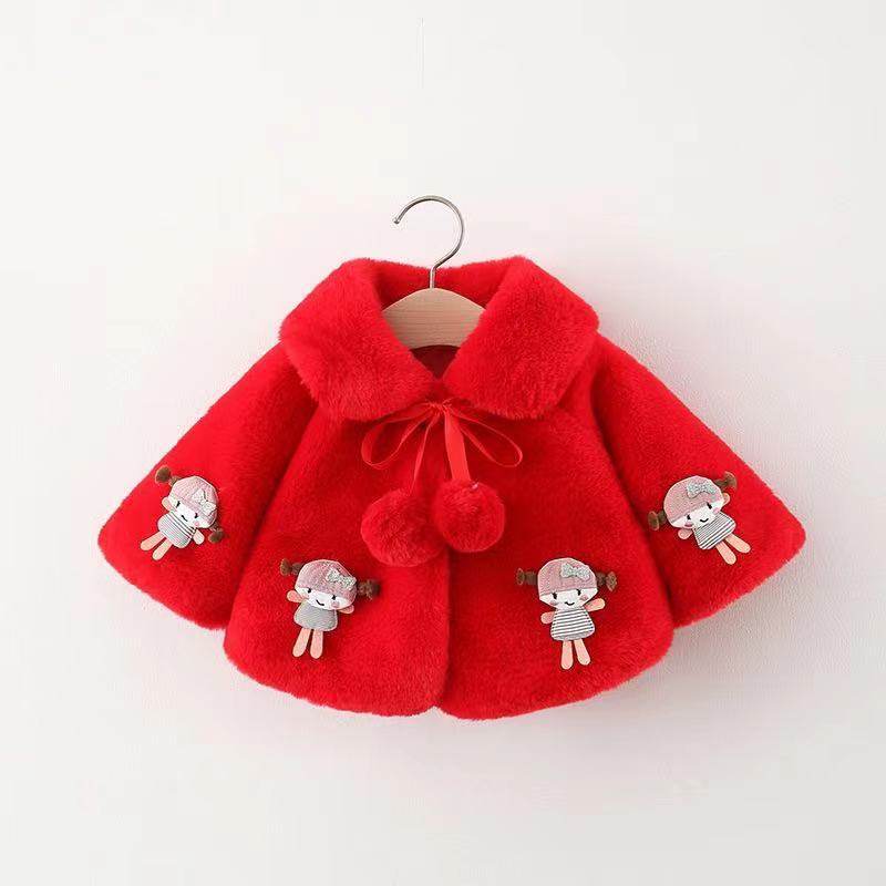 2021冬季新款毛领外套韩版四个娃娃毛毛童装1230