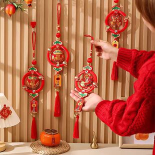 新年装饰布置用品小挂件马年春节过年挂串鱼版入户门小丝圈挂饰
