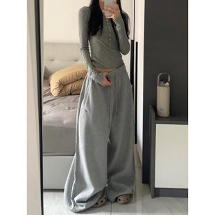 jazz爵士舞拖地长裤 美式 秋冬加绒宽松阔腿裤 女卫裤 高腰休闲运动裤