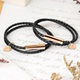 刻字双圈皮绳手链情侣手绳情人节生日闺蜜钛钢皮革潮流crudo礼物
