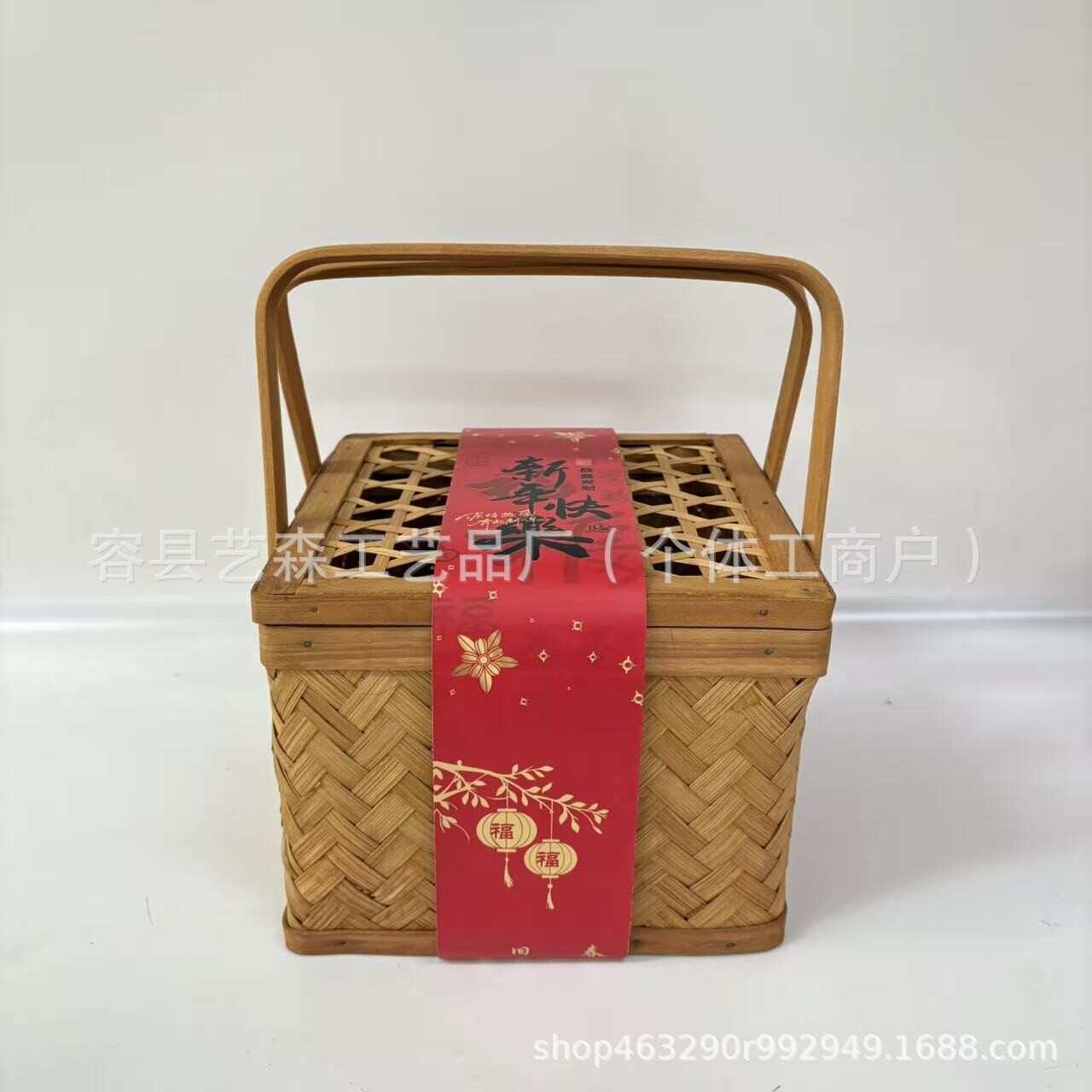 端午节礼品篮中秋双提手竹篮竹盒糕点篮伴手篮包装篮节日竹编竹制