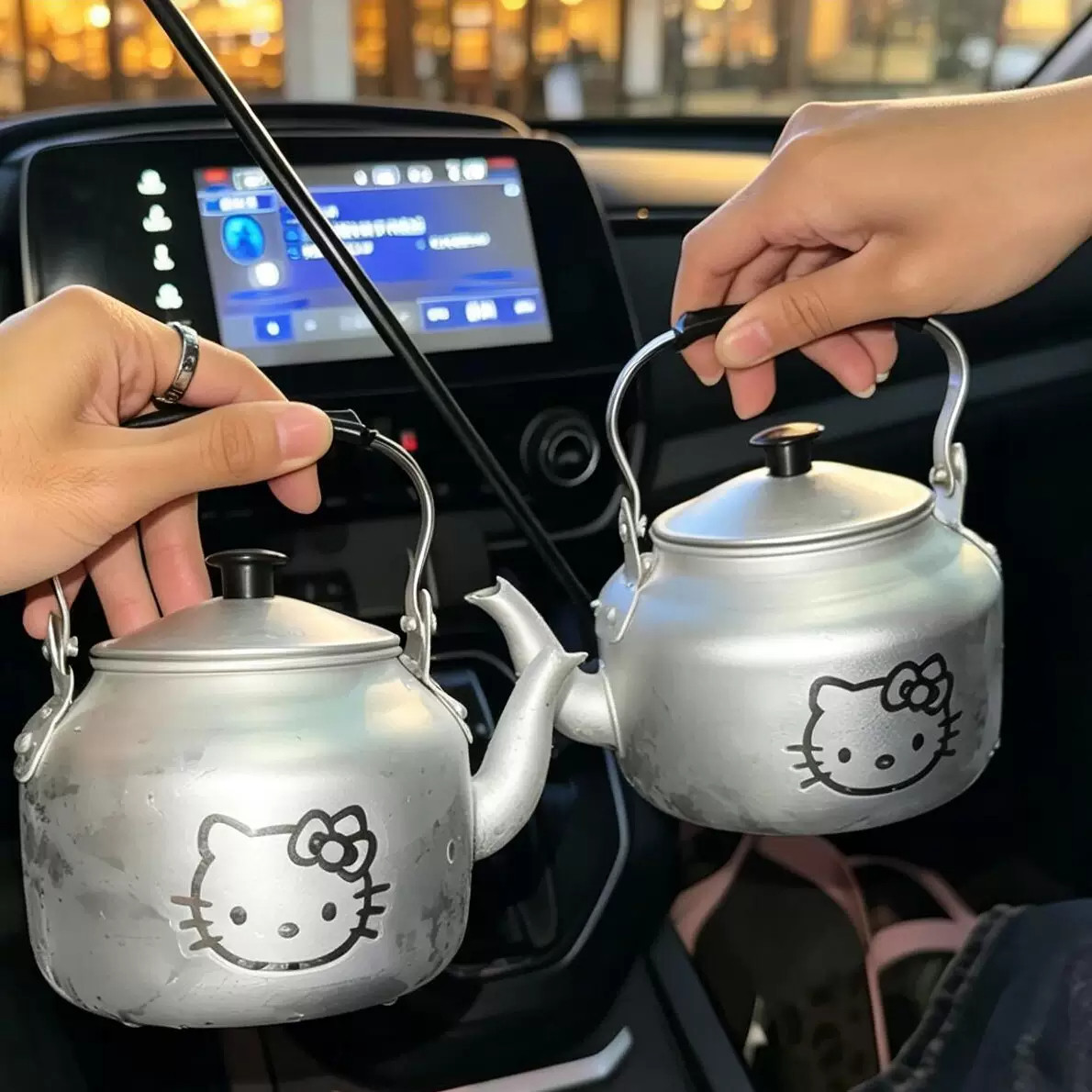 网红同款水吊子奶茶水壶银色铝制烧水壶水吊子蛋糕茶壶蛋糕装饰