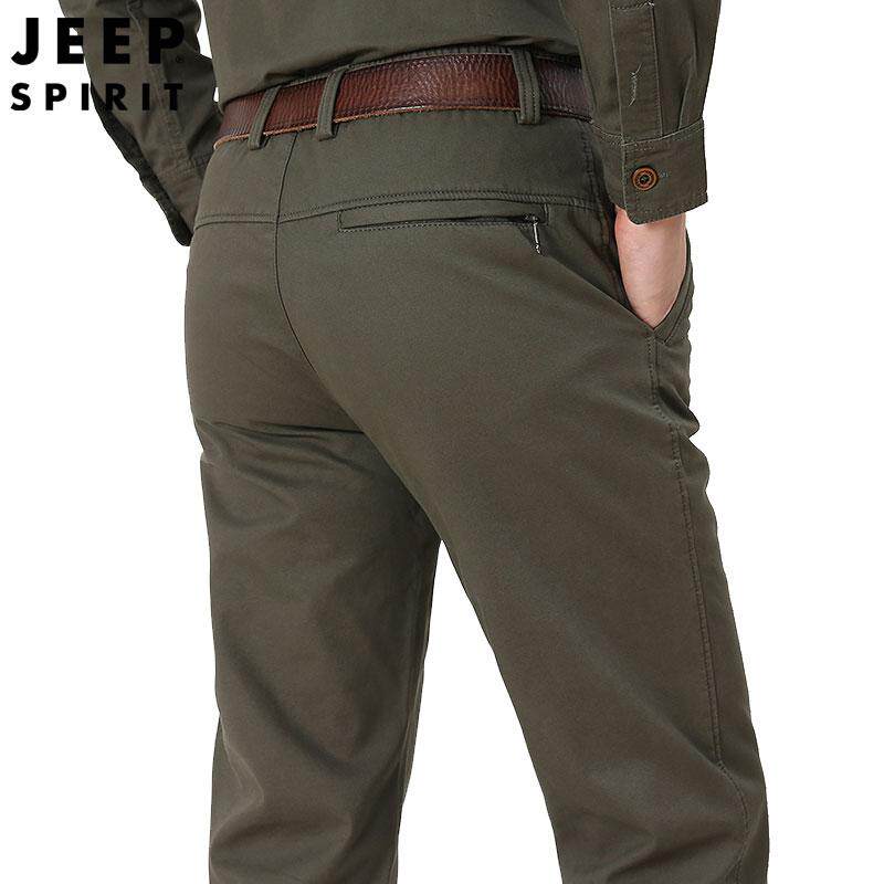 JEEP SPIRIT加绒休闲裤男士冬季宽松直筒男裤中年爸爸多口袋裤子