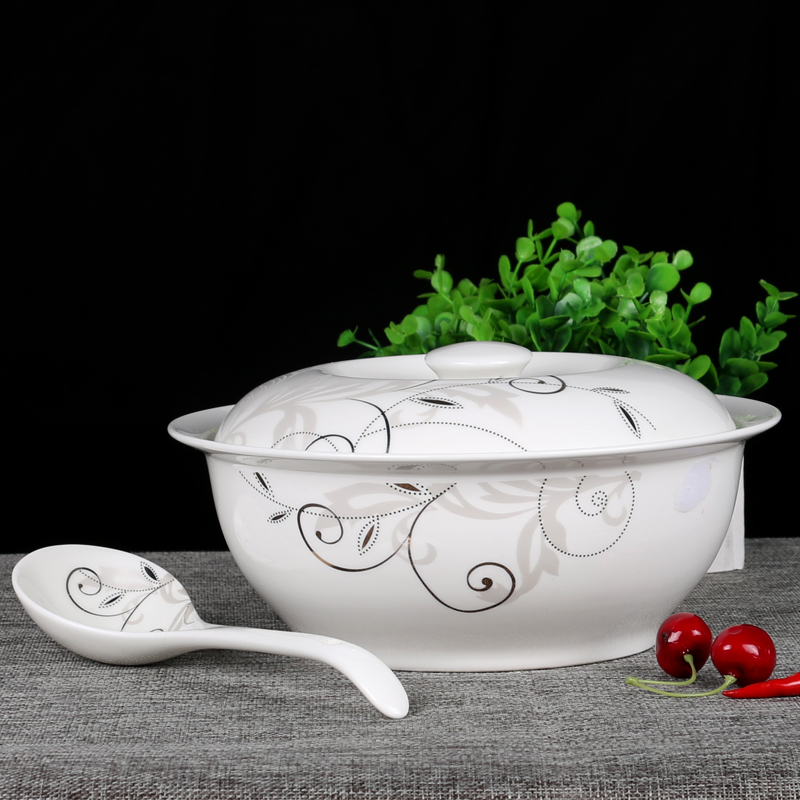 大汤碗骨瓷陶瓷带盖汤碗品锅汤锅汤煲汤盆汤碗菜碗套装餐具