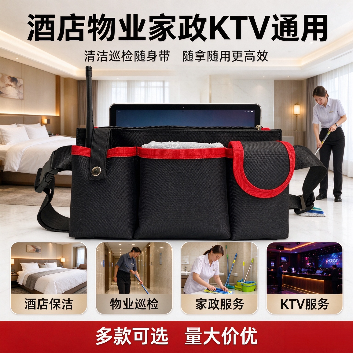 博物馆展馆安保景区工地物业加厚多功能对讲机腰包平板手机收纳包