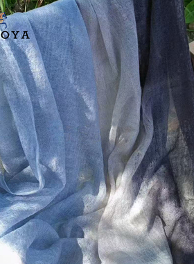 SHAOYA羊绒披肩手绘渐变围巾女春夏季薄款长巾办公室外搭丝巾礼