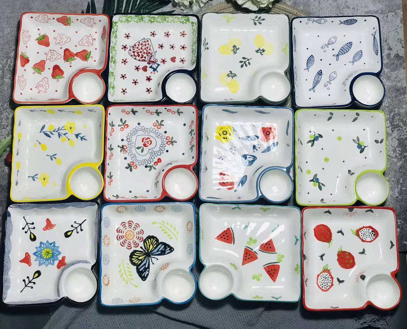 陶瓷餐具网红瓷器印花机印手绘彩绘卡通手工盘子碗杯子