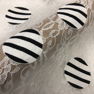 进口双层镂空复合蕾丝刺绣波点黑白条纹衬衫连衣裙时装面料布料