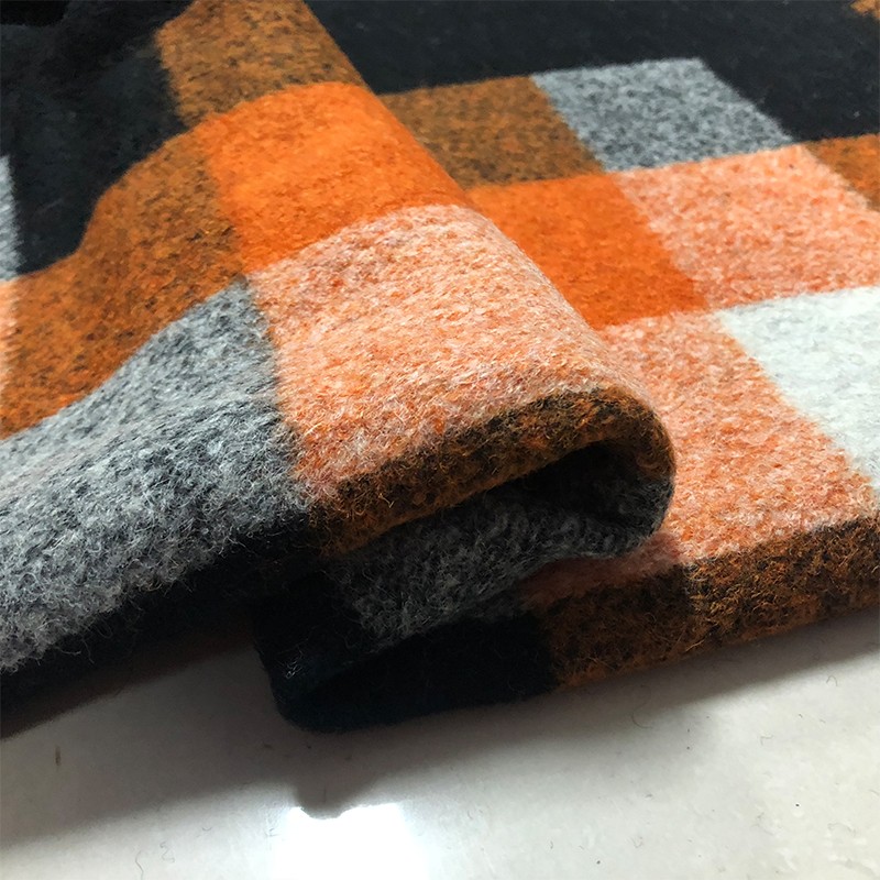 欧美产蓬松感定位针织弹力提花羊毛羊绒服装面料进口布料秋冬