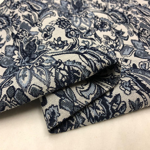 法产立体双面亚麻提花织锦缎刺绣春秋时装连衣裙面料进口布料