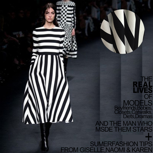 黑白条纹双面棉针织弹力罗马布布料春秋季T恤加厚纯棉布面料批发