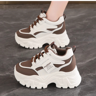 真皮女鞋 内小个子百搭皮面休闲运动鞋 2025爆款 老爹鞋 秋季 爆款