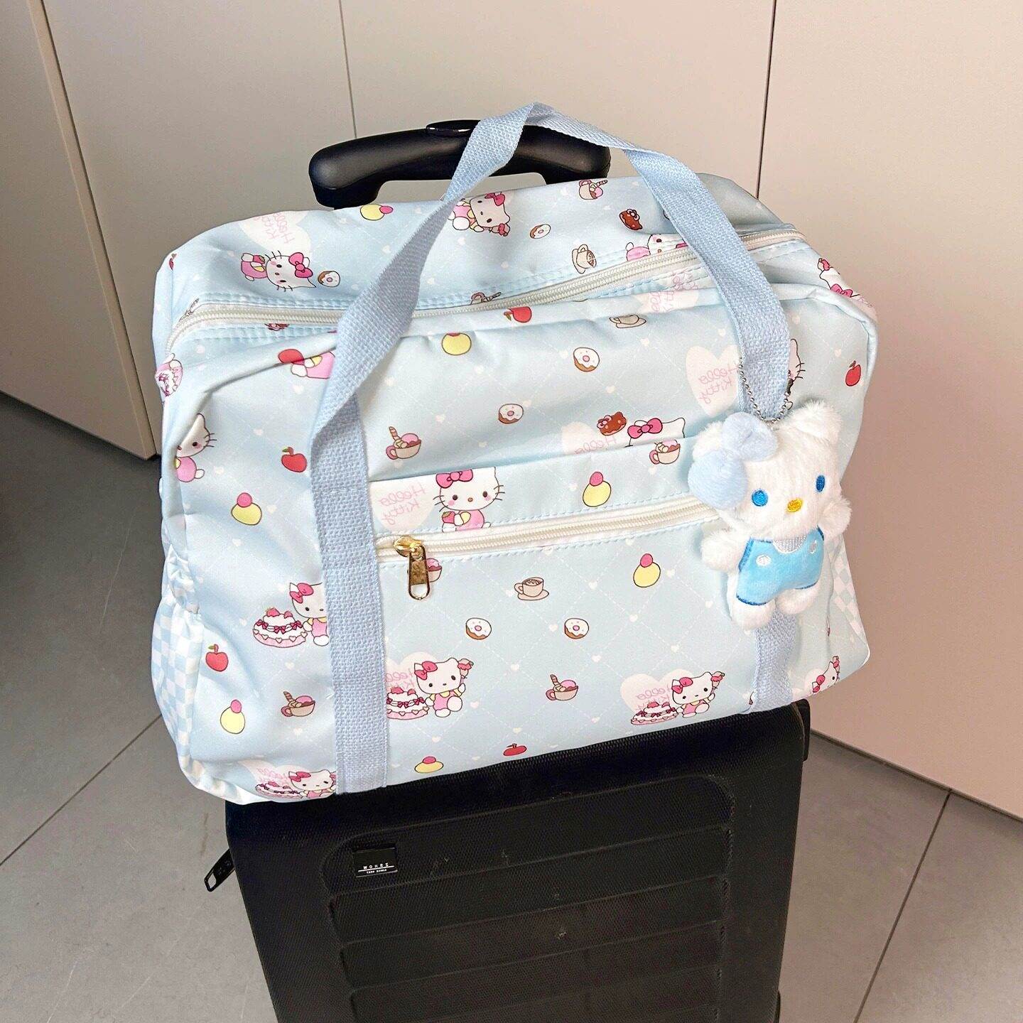 可爱猫咪行李袋旅行包大容量高颜值女外出短途出差手提便携旅行袋