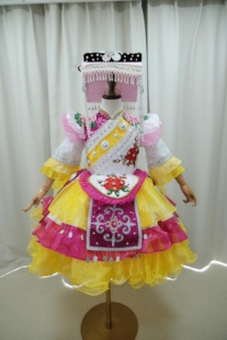 快乐阳光儿童演出服女童独唱彝族摩梭族火塘边泸沽湖舞台民族服装