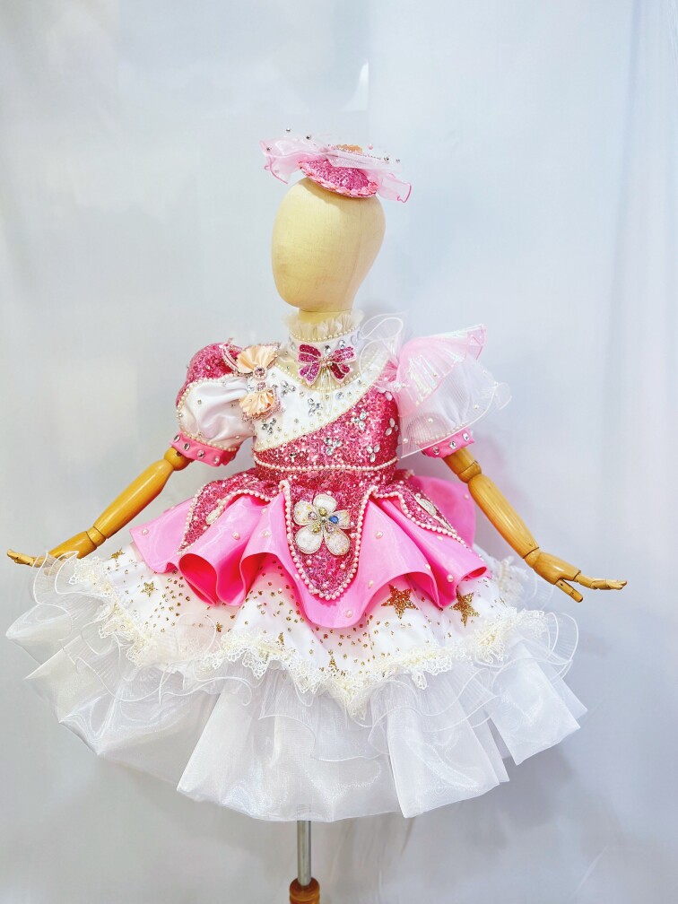 快乐阳光儿童演出服女童独唱星星不说话短款礼服蓬蓬裙主持人服装