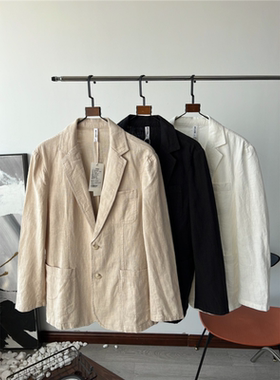 线下千元级 70苎麻+30棉！春夏男士薄款透气纯色修身棉麻单西西服