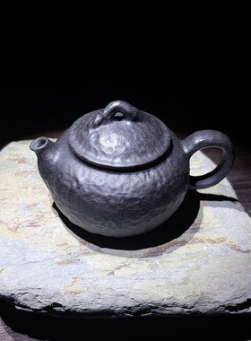 石壶居冰碛岩纯手工雕刻功夫茶壶
