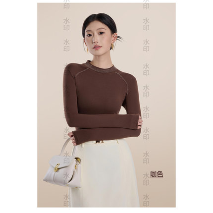 【Valkyvia/悠悠奢品】秋冬季烫钻新品纯色时尚气质设计感8805